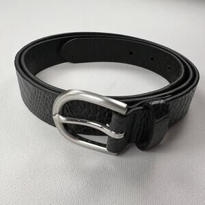 Lands' End Black Leather Croc Embossed Men's Belt Size L Fits 34-40" Waist